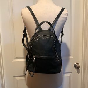 Black Faux Leather Backpack Purse